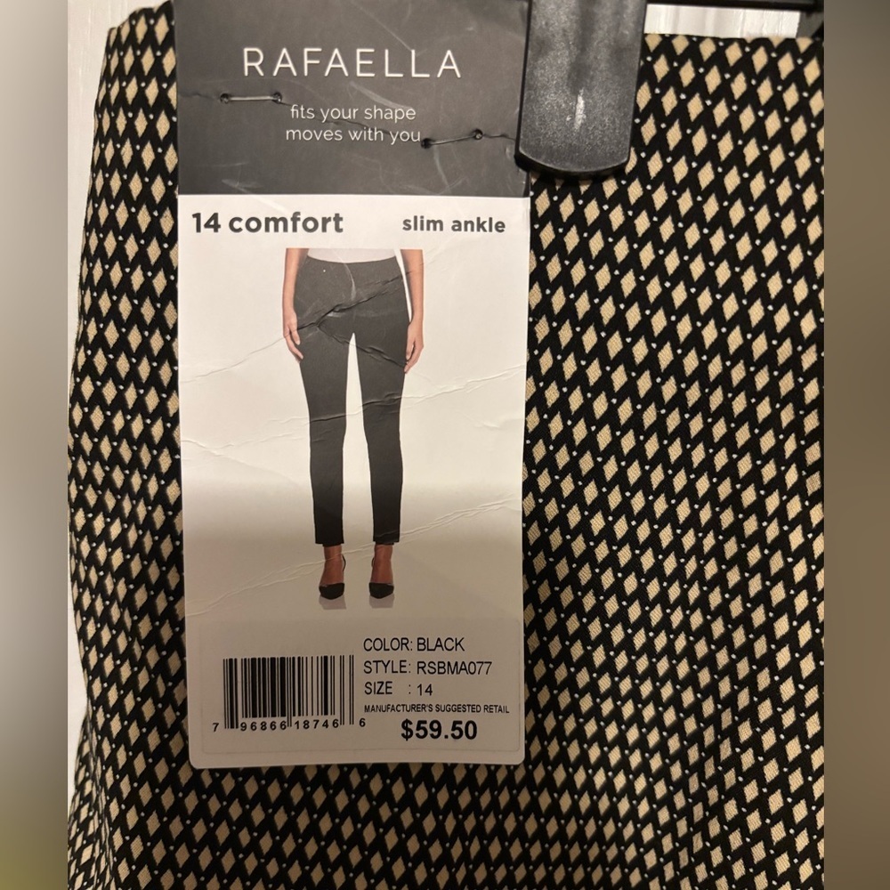 Rafaella Black and White Cropped Women’s Pants Ankle Slim Leg Size 14 NWT - Picture 2 of 7